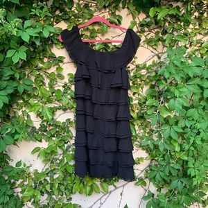 Black off the shoulder ruffle dress